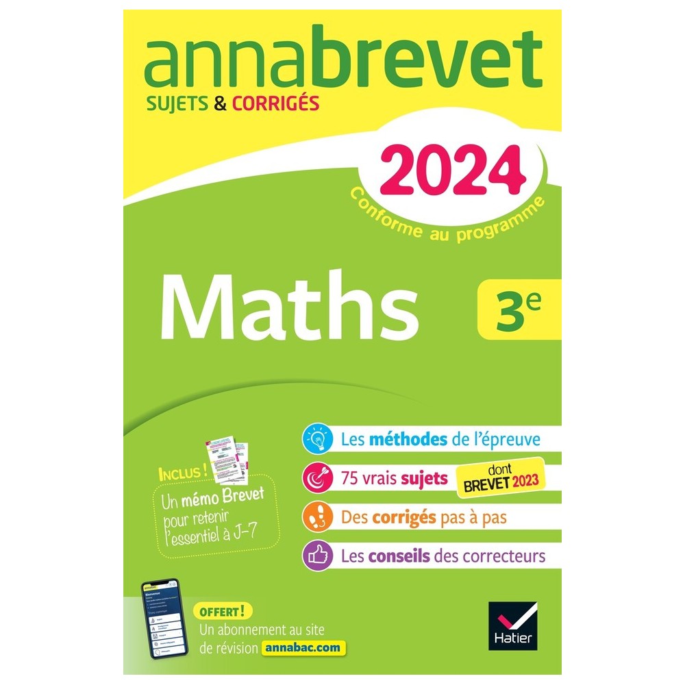 Annabrevet 2024 - Sujets & Corrigés - Maths - 3éme - Prix Tunisie