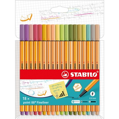 STABILO Point 88 Lot de 18 stylos à pointe fine - Soft colors - prix tunisie