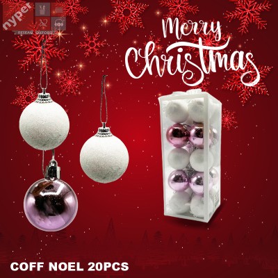 LOT BOULES ROSE DE NOËL - 20PCS