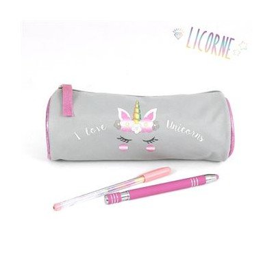 Trousse Licorne Gris /Rose - VIQUEL