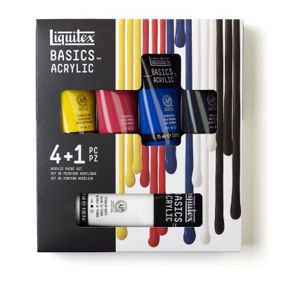 Coffret de couleurs acryliques Liquitex Basics 4x75ml et 1x 118ml Blanc