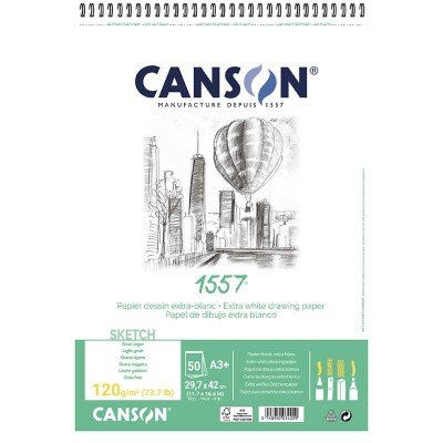 CANSON Album spiralé papier dessin 1557, A3+, 120 g/m2