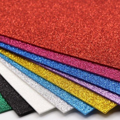 Papier mousse pailletée autocollante multicolore brillante-A3