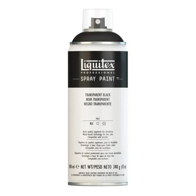 Peinture en aérosol professionnelle Liquitex 400 ml, noir transparent