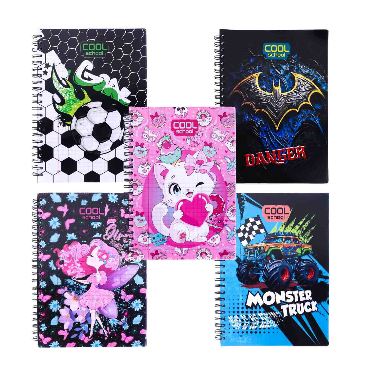 Cool School - Cahier à Spirale 200 Pages Grand Format 70g - Librairie Oxford City
