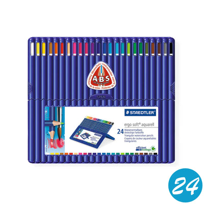 ✏️ Set de 24 Crayons Aquarellables STAEDTLER Ergosoft Aquarell | Couleurs Intenses & Ergonomie Parfaite - Librairie Oxford City