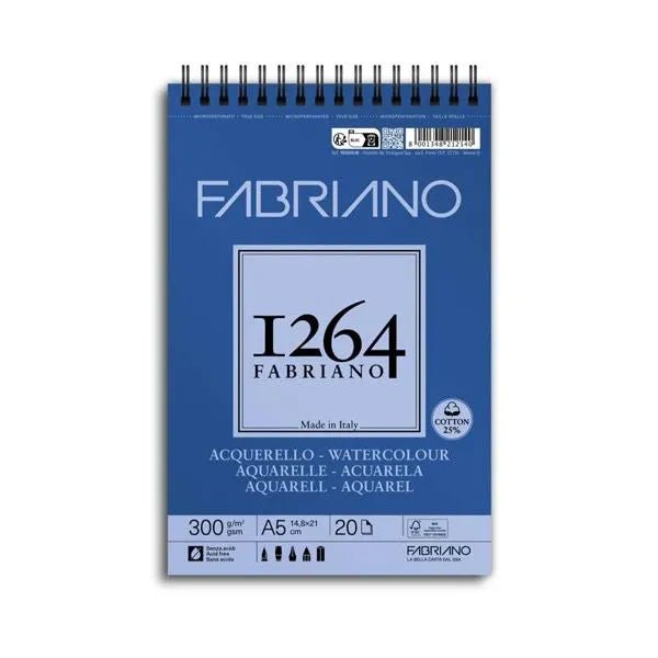 Fabriano Bloc 1264 Aquarelle – A5 – 20 feuilles – 300 g/m² – 25% coton - Librairie Oxford City