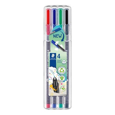 STAEDTLER triplus 334 - 4 feutres fins - 0.3 mm - noir. rouge. bleu. vert - Librairie Oxford City