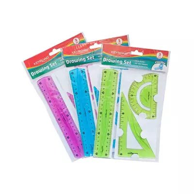 Ensemble géométrique KEYROAD Flexible Medium, avec règle de 20 cm, pendentif et mélange de couleurs. - Librairie Oxford City