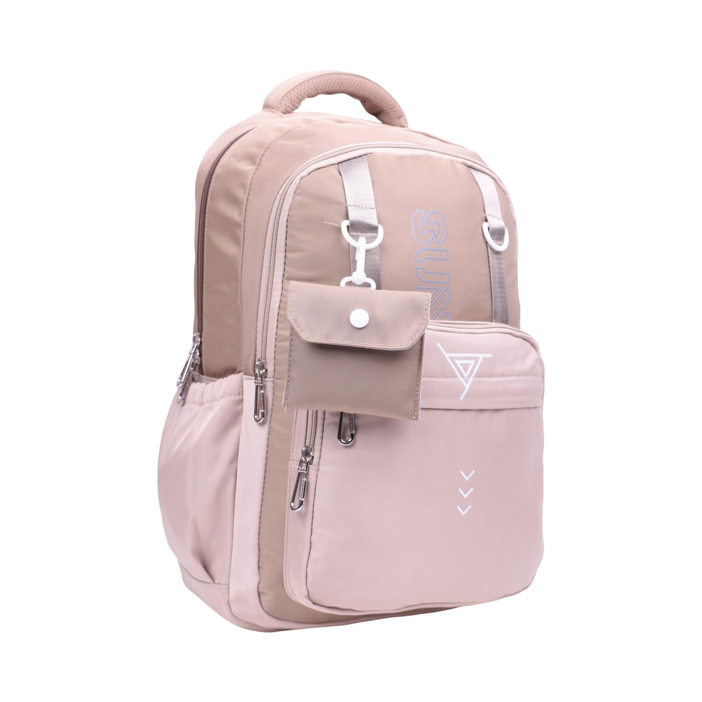 Sac à dos scolaire grand format avec pochette amovible — Beige
