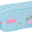 Trousse scolaire Safta motif bicyclette 2 compartiments bleu rose vert