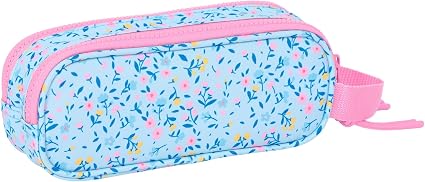 Trousse 2 Zips Fleur Vicky Martín Berrocal — Bleu & Rose