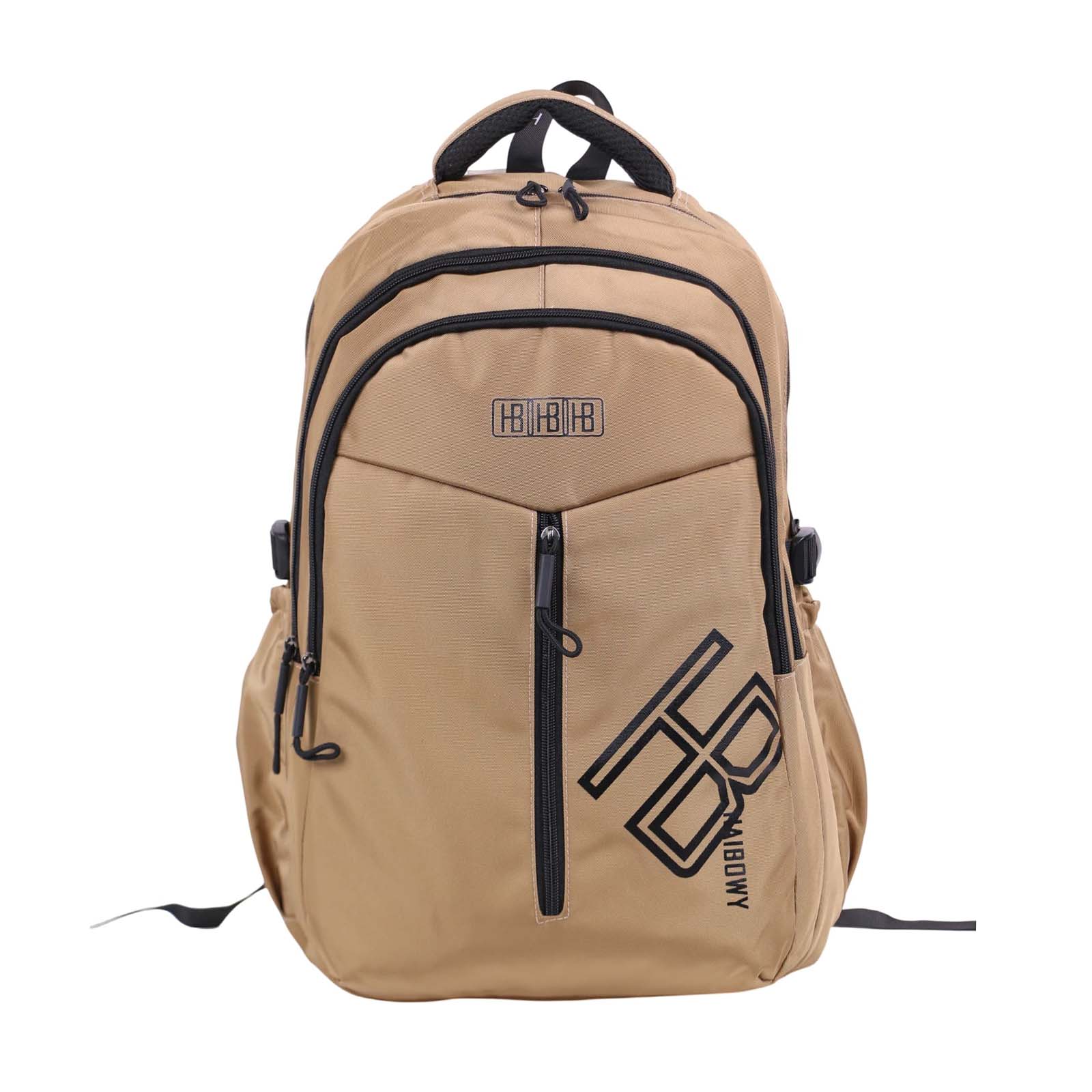 Sac à dos grand format Midway beige et noir, compartiments multiples