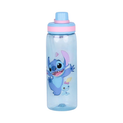 Bouteille d'eau enfant Stitch Disney en plastique avec paille et poignée