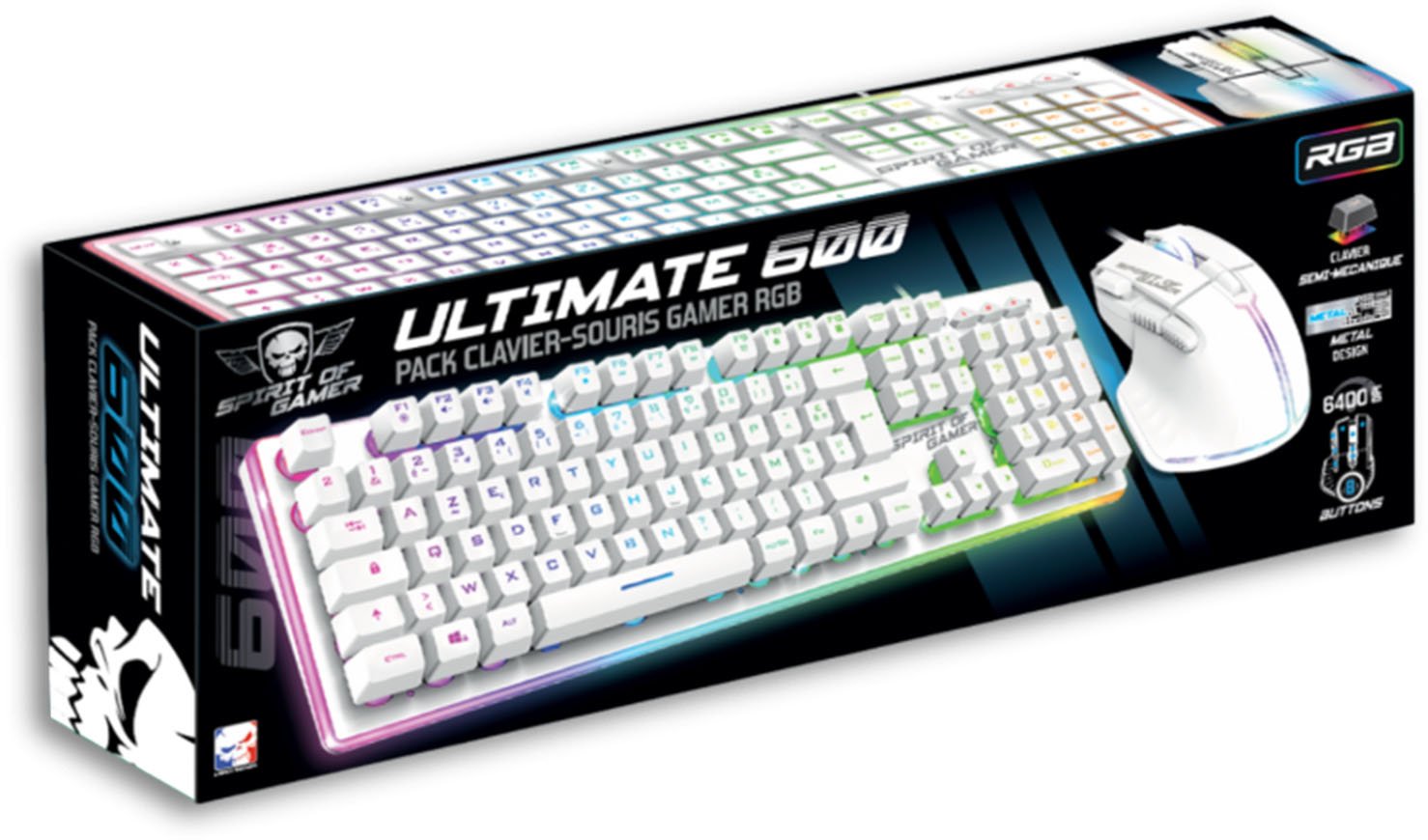 Clavier et Souris ULTIMATE 600 ARTIC RGB - Librairie Oxford City