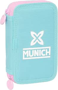 Trousse plate Munich 28 pièces en polyester, coloris bleu et rose