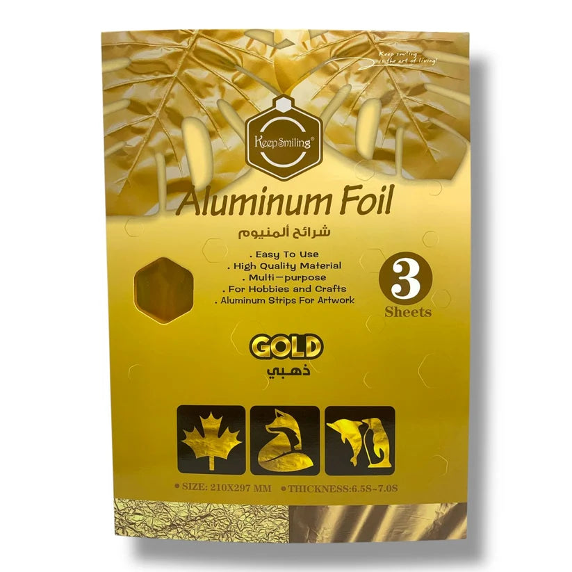 Papier aluminium doré Keep Smiling A4 — lot de 3 feuilles 210x297 mm