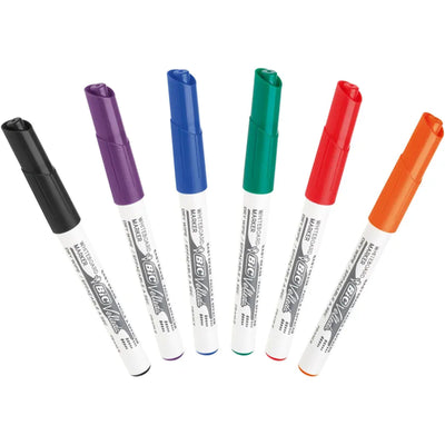 BIC VELLEDA 1741 - Pack de 6 marqueurs effaçables - pointe ogive - couleurs assorties - Librairie Oxford City