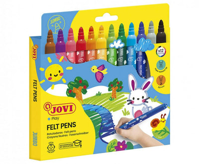 Feutres Maxi Lavables Jovi 12 Couleurs Pointe Résistante 5.8mm - Librairie Oxford City