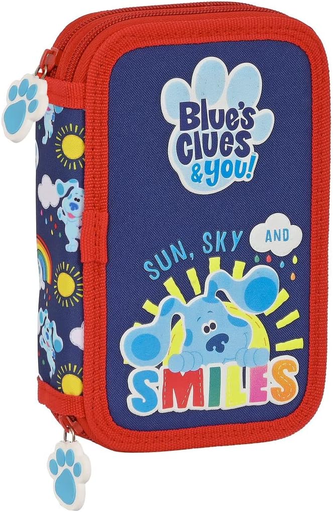 Trousse plate Blue's Clues & You bleue avec fermeture éclair et tirettes décoratives