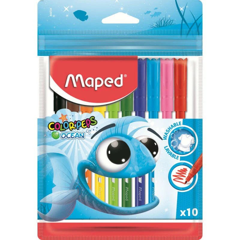 Pochette 10 Feutres Ocean Maped - Feutres Lavables Coloriage - Librairie Oxford City