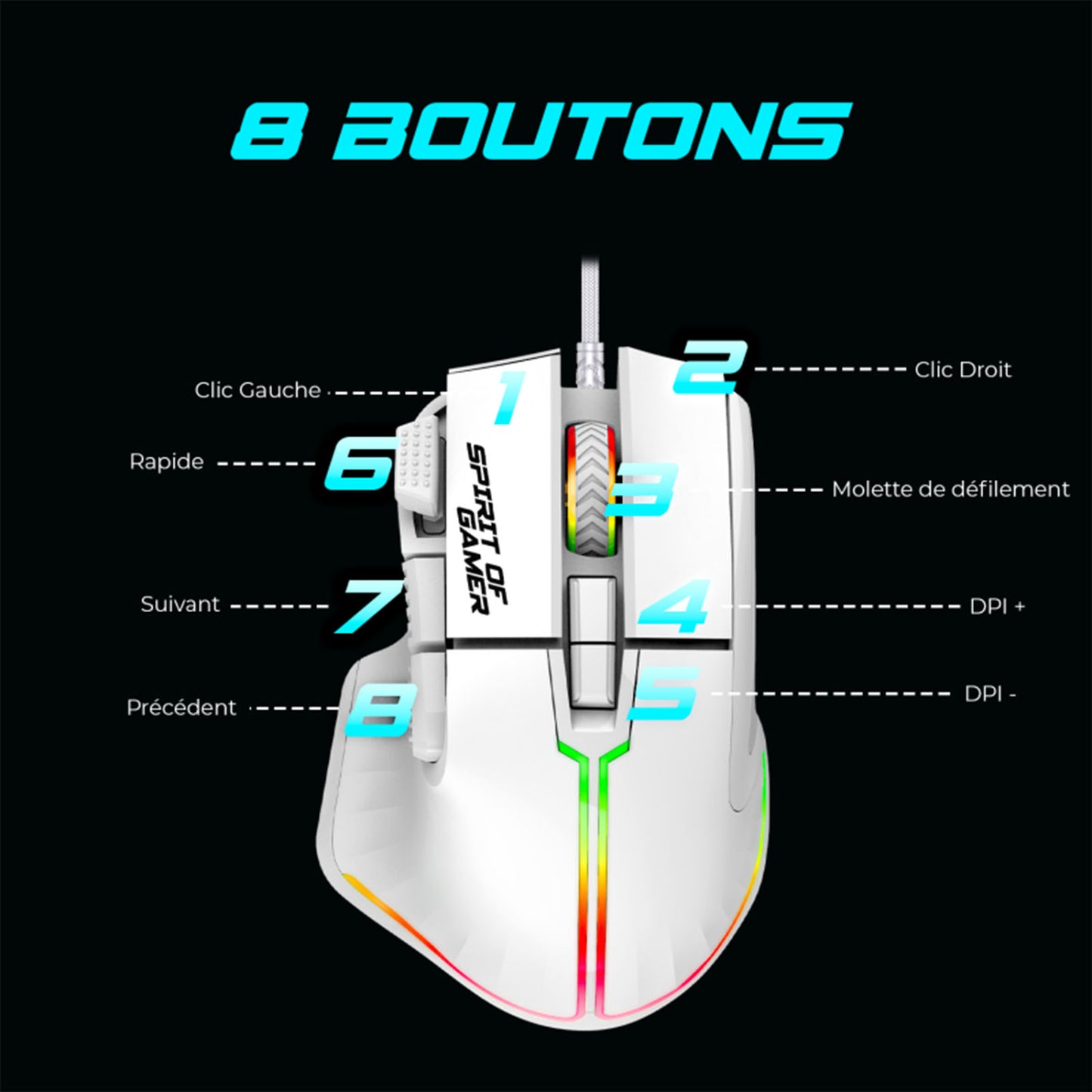 Clavier et Souris ULTIMATE 600 ARTIC RGB - Librairie Oxford City