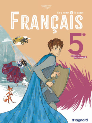 Couverture manuel De Plumes et de Pages Français 5e Magnard 2026, tons beige bleu et rose
