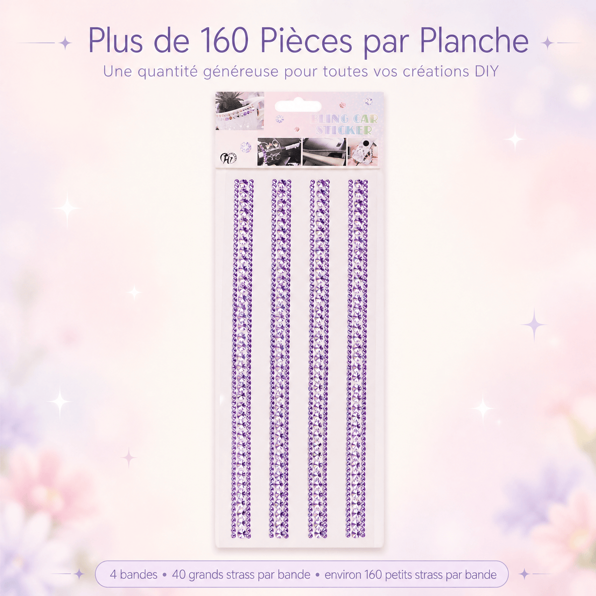Gem Stickers Strass Argenté Irisé – Lot de 5 Planches - Librairie Oxford City