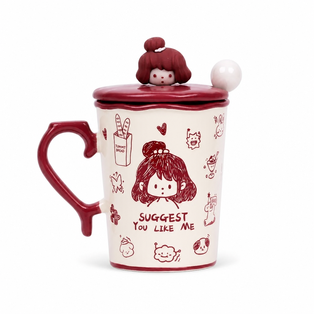 Mug en Céramique avec Couvercle — Illustrations Cartoon