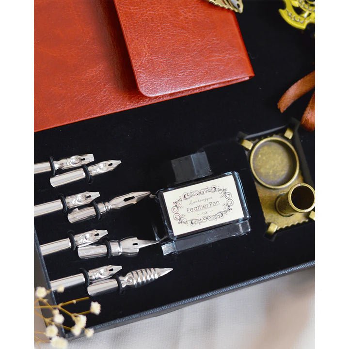 Set d’Écriture à Plume & Carnet Vintage – Coffret Calligraphie Élégant (28.5×20cm) - Librairie Oxford City