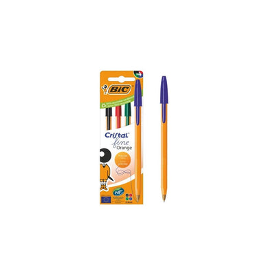Stylos BIC Cristal Original Fine – Pointe fine, encres assorties (bleu, noir, rouge, vert), lot de 4 - Librairie Oxford City