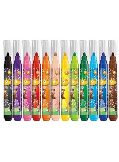12-Piece Jungle Fever Jumbo Felt Tip Colouring Pens Multicolour