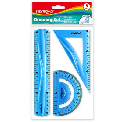 Ensemble géométrique KEYROAD Flexible Medium, avec règle de 20 cm, pendentif et mélange de couleurs. - Librairie Oxford City