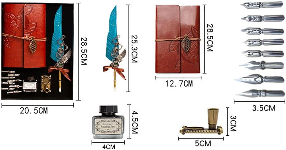 Set d’Écriture à Plume & Carnet Vintage – Coffret Calligraphie Élégant (28.5×20cm)