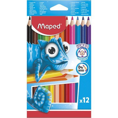 Crayon de couleur - Maped - Jumbo - Pulse sans bois (boîte de 12) - Librairie Oxford City