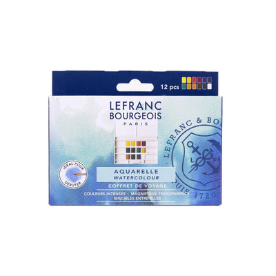 Boîte de Voyage – Aquarelle Fine Lefranc & Bourgeois – 12 Demi - Godets - Librairie Oxford City
