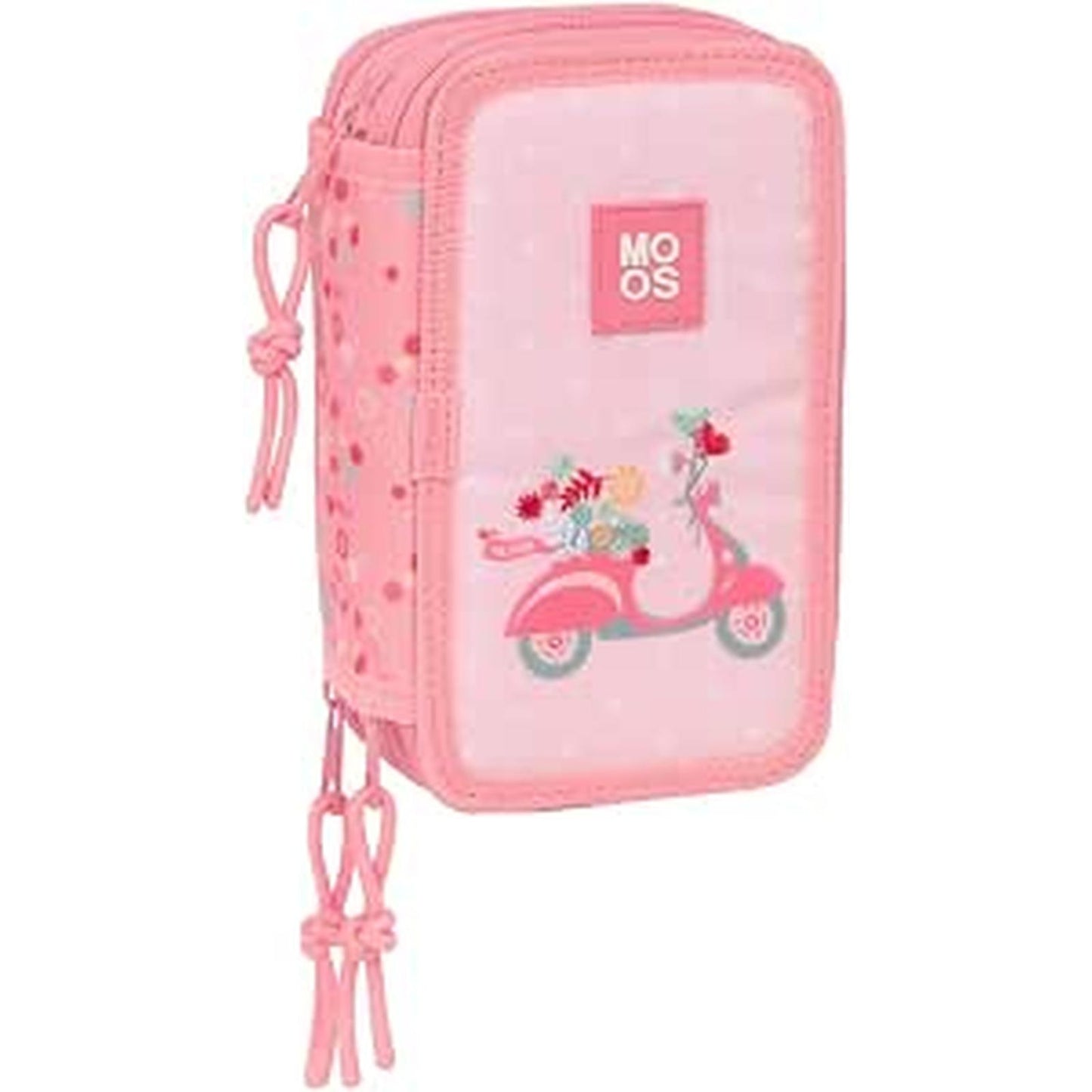 Trousse plate Moos rose et blanc avec 37 pièces incluses