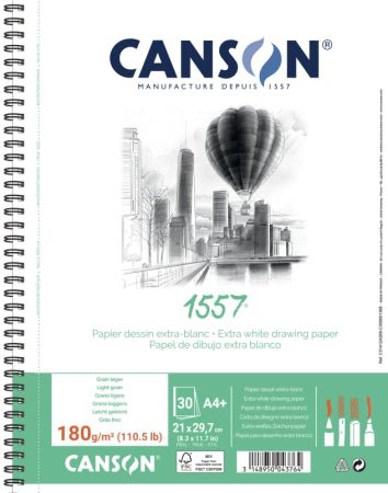 Album Canson 1557® – A4+ – 30 feuilles – 180 g/m² – Grain Léger Blanc Pur