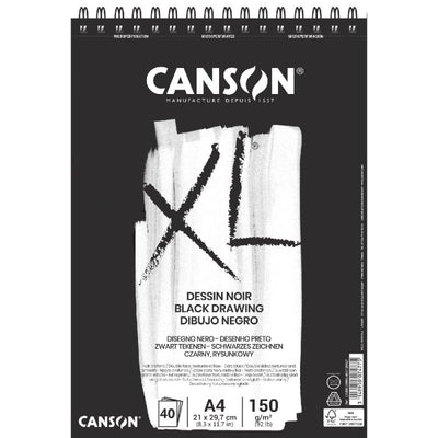 Bloc Canson XL Dessin Noir – A4 – 40 feuilles – 150 g/m²