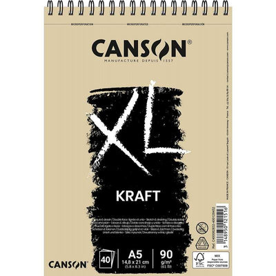 Album Canson XL Kraft – A5 – 40 feuilles – 90 g/m²