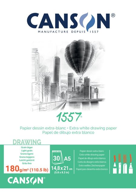 Bloc de Dessin Canson 1557 – A5 – 30 Feuilles – 180 g/m² - Librairie Oxford City
