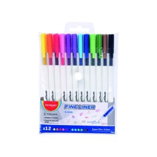 KEYROAD Fine Liner 0,4 mm, zone de préhension cristalline, 12 couleurs/sachet - Librairie Oxford City