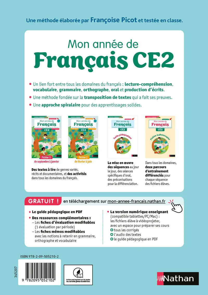 Nathan - Mon Année de Français CE2 - Fichiers 1 & 2 (Édition 2025)
