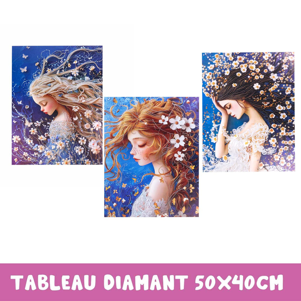 Kit DIY perles avec châssis toile imprimée 40x50 cm