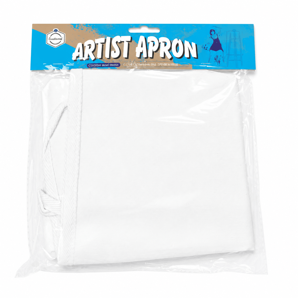 Tablier artiste blanc et bleu en coton avec bretelles réglables