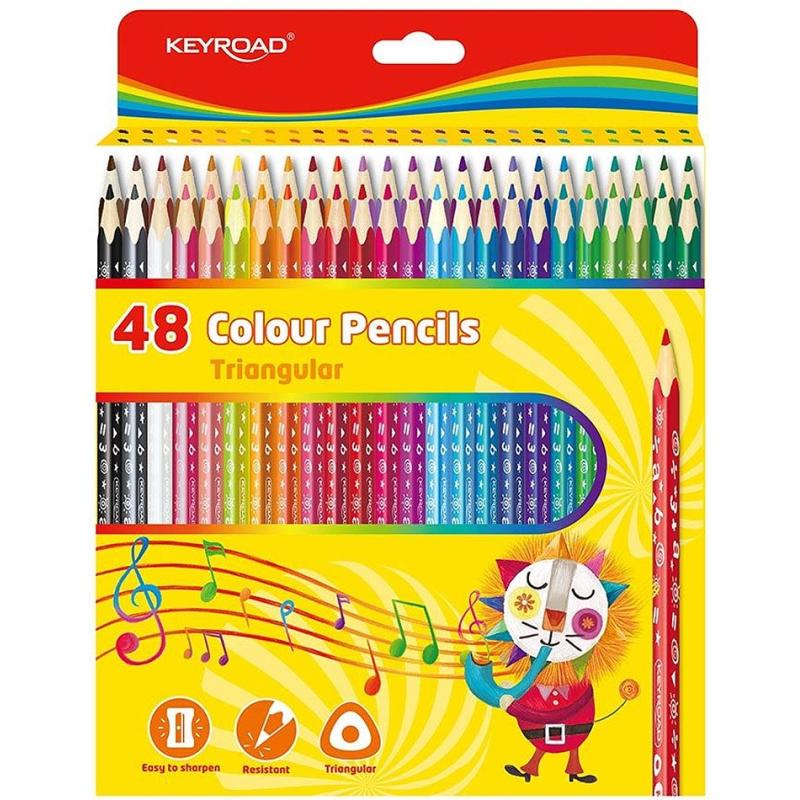 Crayons de Couleur Triangulaires 48 Couleurs Keyroad - Librairie Oxford City