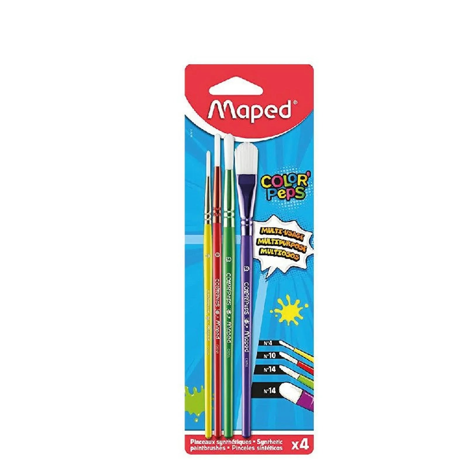 4 pinceaux synthetiques MAPED - Librairie Oxford City