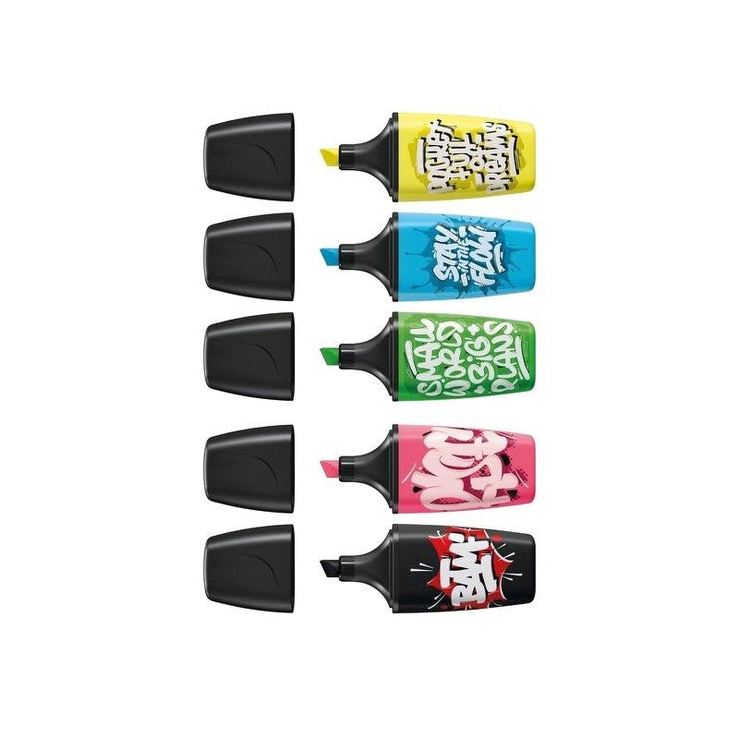 🎨 Pochette 5 Surligneurs Stabilo BOSS MINI by Snooze One ✍️ – Édition Spéciale Street Art 🖤 - Librairie Oxford City