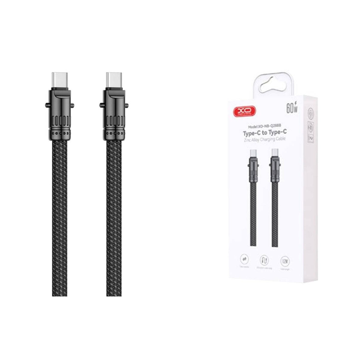 Câble adaptateur XO NB - Q288B en alliage de zinc USB - C vers USB - C 60 W - Librairie Oxford City