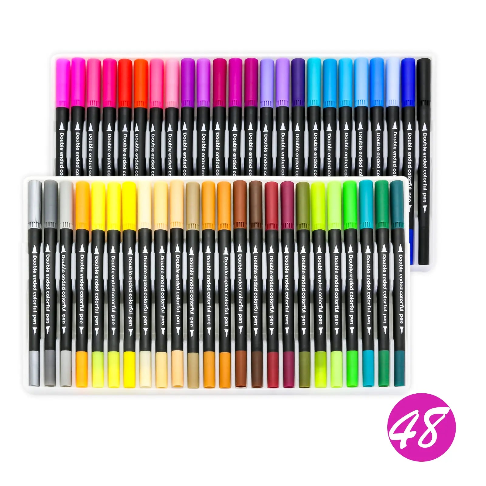Set de 48 Feutres Double Pointe – Dual Tip Brush Pens - Librairie Oxford City